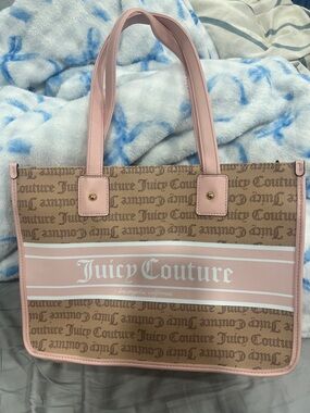 Juicy Couture Brown Monogram Tote with Pink Trim